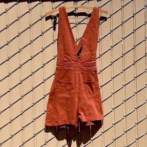 Dollhouse Rust Overall Shorts